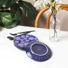 imageSelamica Dessert Plates Ceramic Embossed Small Plates 6 Inch Small Dinner Plates Appetizer Plates for Cake Snacks Microwave Dishwasher Safe Set of 4 BlueBlue