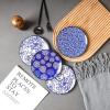 imageSelamica Dessert Plates Ceramic Embossed Small Plates 6 Inch Small Dinner Plates Appetizer Plates for Cake Snacks Microwave Dishwasher Safe Set of 4 BlueBlue