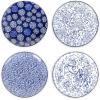 imageSelamica Dessert Plates Ceramic Embossed Small Plates 6 Inch Small Dinner Plates Appetizer Plates for Cake Snacks Microwave Dishwasher Safe Set of 4 BlueBlue