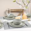imageSelamica Dinnerware Sets for 4 12 Piece Ceramic Dishes Set Reactive Matte Glaze Plates and Bowls Sets for Kitchen Microwave ampamp Dishwasher Safe Housewarming WhiteGray