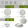 imageSelamica Dinnerware Sets for 4 12 Piece Ceramic Dishes Set Reactive Matte Glaze Plates and Bowls Sets for Kitchen Microwave ampamp Dishwasher Safe Housewarming WhiteGray