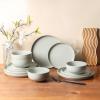 imageSelamica Dinnerware Sets for 4 12 Piece Ceramic Dishes Set Reactive Matte Glaze Plates and Bowls Sets for Kitchen Microwave ampamp Dishwasher Safe Housewarming WhiteGray