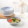 imageSelamica Porcelain Salad Pasta Bowls Serving bowls Microwave ampamp Dishwasher Safe Sturdy ampamp Stackable  26 Ounce Set of 6 Vintage BlueVintage Blue