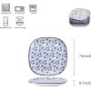 imageSelamica Porcelain Square Dessert Salad Pasta Plates 76 inches ceramic plates set of 6 microwavedishwasheroven safe Vintage BlueVintage Blue