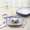 imageSelamica Porcelain Square Dessert Salad Pasta Plates 76 inches ceramic plates set of 6 microwavedishwasheroven safe Vintage BlueVintage Blue