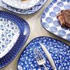 imageSelamica Porcelain Square Dessert Salad Pasta Plates 76 inches ceramic plates set of 6 microwavedishwasheroven safe Vintage BlueVintage Blue
