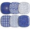 imageSelamica Porcelain Square Dessert Salad Pasta Plates 76 inches ceramic plates set of 6 microwavedishwasheroven safe Vintage BlueVintage Blue