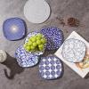 imageSelamica Porcelain Square Dessert Salad Pasta Plates 76 inches ceramic plates set of 6 microwavedishwasheroven safe Vintage BlueVintage Blue