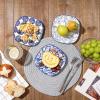 imageSelamica Porcelain Square Dessert Salad Pasta Plates 76 inches ceramic plates set of 6 microwavedishwasheroven safe Vintage BlueVintage Blue