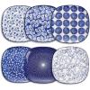 imageSelamica Porcelain Square Dessert Salad Pasta Plates 76 inches ceramic plates set of 6 microwavedishwasheroven safe Vintage BlueVintage Blue