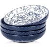 imageSelamica Ceramic Pasta Bowls Set 35 OZ Large Salad Bowls 85 Inch Embossed Pasta Plates Bowls for Kitchen Shallow Soup Bowls Serving Bowls Microwave ampamp Dishwasher Safe Set of 4 Blue
