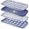 imageSelamica Ceramic Rectangular Salad Plates Set Dinner Plate 94 Inch Dessert Plates for Party Entertaining Small Serving Plates for Appetizers Sushi Fruit Set of 4 Vintage BlueVintage Blue
