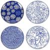 imageSelamica Dessert Plates Ceramic Embossed Small Plates 6 Inch Small Dinner Plates Appetizer Plates for Cake Snacks Microwave Dishwasher Safe Set of 4 BlueBlue