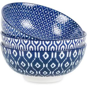 imageSelamica Ceramic Large Salad Bowls Set 53 OZ Pho Bowls 8 Inch Soup Bowls for Kitchen Large Serving Bowls for Ramen Pasta Fruit Dinner Stackable ampamp Sturdy Set of 3 Assorted ColorsVintage Blue