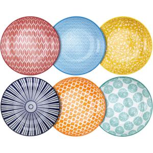 imageSelamica Porcelain Salad Pasta Bowls Serving bowls Microwave ampamp Dishwasher Safe Sturdy ampamp Stackable  26 Ounce Set of 6 Vintage BlueAssorted Colors