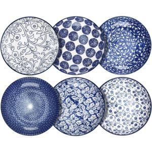 imageSelamica Porcelain Salad Pasta Bowls Serving bowls Microwave ampamp Dishwasher Safe Sturdy ampamp Stackable  26 Ounce Set of 6 Vintage BlueVintage Blue