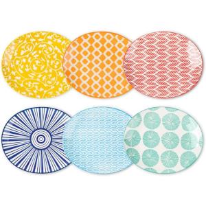 imageSelamica Porcelain Shallow Oval Dinner Plates 11 inches Large Curve Plates For Dessert Pasta Salad Microwave Dishwasher Oven safe Set Of 6 Assorted ColorsAssorted Colors