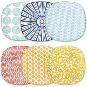 imageSelamica Porcelain Square Dessert Salad Pasta Plates 76 inches ceramic plates set of 6 microwavedishwasheroven safe Vintage BlueAssorted Colors