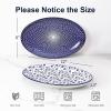 imageSelamica Serving Platters Ceramic 12 Inch Serving Dishes for Party Entertaining Oval Serving Plates for Sandwich Appetizer Fruit Microwave Dishwasher Safe Set of 4 Vintage BlueVintage Blue