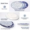 imageSelamica Serving Platters Ceramic 12 Inch Serving Dishes for Party Entertaining Oval Serving Plates for Sandwich Appetizer Fruit Microwave Dishwasher Safe Set of 4 Vintage BlueVintage Blue