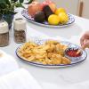 imageSelamica Serving Platters Ceramic 12 Inch Serving Dishes for Party Entertaining Oval Serving Plates for Sandwich Appetizer Fruit Microwave Dishwasher Safe Set of 4 Vintage BlueVintage Blue