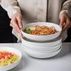 imageSelamica Ceramic 78 inch pasta bowls 26 Ounce large serving porcelain salad soup bowls dishwasher microwave safe set of 6 BlackWhite