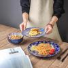 imageSelamica Embossed Dinnerware Sets 12 Piece Ceramic Dishes set for 4 Kitchen Plates and Bowls Sets Microwave ampamp Dishwasher Safe Housewarming BlueBlue