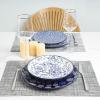 imageSelamica Embossed Dinnerware Sets 12 Piece Ceramic Dishes set for 4 Kitchen Plates and Bowls Sets Microwave ampamp Dishwasher Safe Housewarming BlueBlue