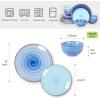 imageSelamica 30Pieces Ceramic Dinnerware Sets for 6 Scratch Resistant Plates and Bowls Sets Microwave and Dishwasher Safe Vintage Blue AGradient Blue