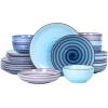 imageSelamica 30Pieces Ceramic Dinnerware Sets for 6 Scratch Resistant Plates and Bowls Sets Microwave and Dishwasher Safe Vintage Blue AGradient Blue