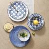 imageSelamica 30Pieces Ceramic Dinnerware Sets for 6 Scratch Resistant Plates and Bowls Sets Microwave and Dishwasher Safe Vintage Blue AVintage Blue