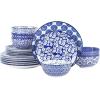 imageSelamica 30Pieces Ceramic Dinnerware Sets for 6 Scratch Resistant Plates and Bowls Sets Microwave and Dishwasher Safe Vintage Blue AVintage Blue