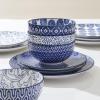imageSelamica 30Pieces Ceramic Dinnerware Sets for 6 Scratch Resistant Plates and Bowls Sets Microwave and Dishwasher Safe Vintage Blue AVintage Blue