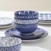 imageSelamica 30Pieces Ceramic Dinnerware Sets for 6 Scratch Resistant Plates and Bowls Sets Microwave and Dishwasher Safe Vintage Blue AVintage Blue