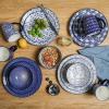 imageSelamica 30Pieces Ceramic Dinnerware Sets for 6 Scratch Resistant Plates and Bowls Sets Microwave and Dishwasher Safe Vintage Blue AVintage Blue A