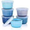 imageSelamica Ramekins with Lids 8 oz Creme Brulee Ramekins Oven Safe Souffle Dishes Porcelain Custard Cups for Baking Small Bowls for Dipping Pudding Ice Cream Set of 6 Gradient ColorGradient Blue