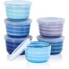 imageSelamica Ramekins with Lids 8 oz Creme Brulee Ramekins Oven Safe Souffle Dishes Porcelain Custard Cups for Baking Small Bowls for Dipping Pudding Ice Cream Set of 6 Gradient ColorGradient Blue