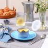 imageSelamica Ramekins with Lids 8 oz Creme Brulee Ramekins Oven Safe Souffle Dishes Porcelain Custard Cups for Baking Small Bowls for Dipping Pudding Ice Cream Set of 6 Gradient ColorGradient Blue