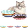 imageSelamica Ceramic Cat Bowls 6 Inch Wide Shallow Cat Food Bowl for Relief Whisker Fatigue Set of 6 Assorted ColorsAssorted Colors