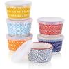 imageSelamica Ramekins with Lids 8 oz Creme Brulee Ramekins Oven Safe Souffle Dishes Porcelain Custard Cups for Baking Small Bowls for Dipping Pudding Ice Cream Set of 6 Gradient ColorAssorted Colors