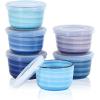 imageSelamica Ramekins with Lids 8 oz Creme Brulee Ramekins Oven Safe Souffle Dishes Porcelain Custard Cups for Baking Small Bowls for Dipping Pudding Ice Cream Set of 6 Gradient ColorGradient Blue
