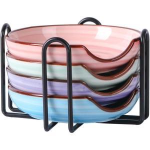 imageSelamica Ceramic Spoon Rest with Holder 48 Inch Spoon Rest for Stove Top Spoon Holder for Kitchen Counter Coffee Spoon Holder Utensil Rest for Cooking Ladles Tong Set of 4 Assorted ColorsGradient Color