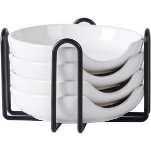 imageSelamica Ceramic Spoon Rest with Holder 48 Inch Spoon Rest for Stove Top Spoon Holder for Kitchen Counter Coffee Spoon Holder Utensil Rest for Cooking Ladles Tong Set of 4 Assorted ColorsWhite