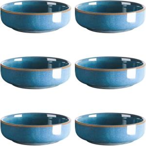 imageSelamica Soy Sauce Dish 25 oz Ceramic Dipping Bowls Set of 12 33 Inch Pinch Bowls for Side Dish Condiment Ketchup Sushi BBQ WhiteCeylon Blue