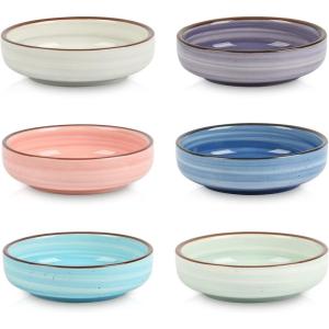 imageSelamica Soy Sauce Dish 25 oz Ceramic Dipping Bowls Set of 12 33 Inch Pinch Bowls for Side Dish Condiment Ketchup Sushi BBQ WhiteGradient Color