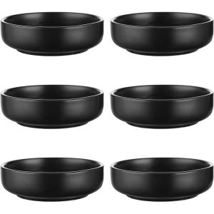 imageSelamica Soy Sauce Dish 25 oz Ceramic Dipping Bowls Set of 12 33 Inch Pinch Bowls for Side Dish Condiment Ketchup Sushi BBQ WhiteMatte Black