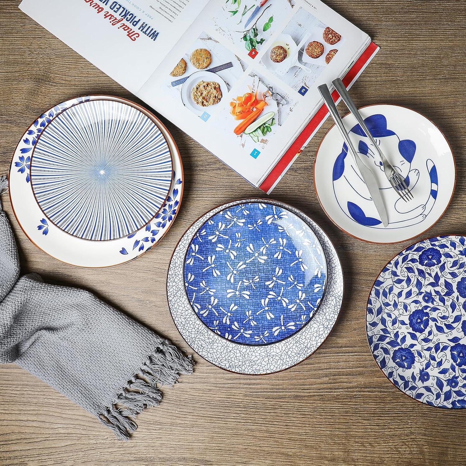 imageSelamica Ceramic Dessert Plates 7 Inch Small Plates Appetizer Plates for Kitchen Set of 6 Microwave Dishwasher Safe Assorted ColorsBlue