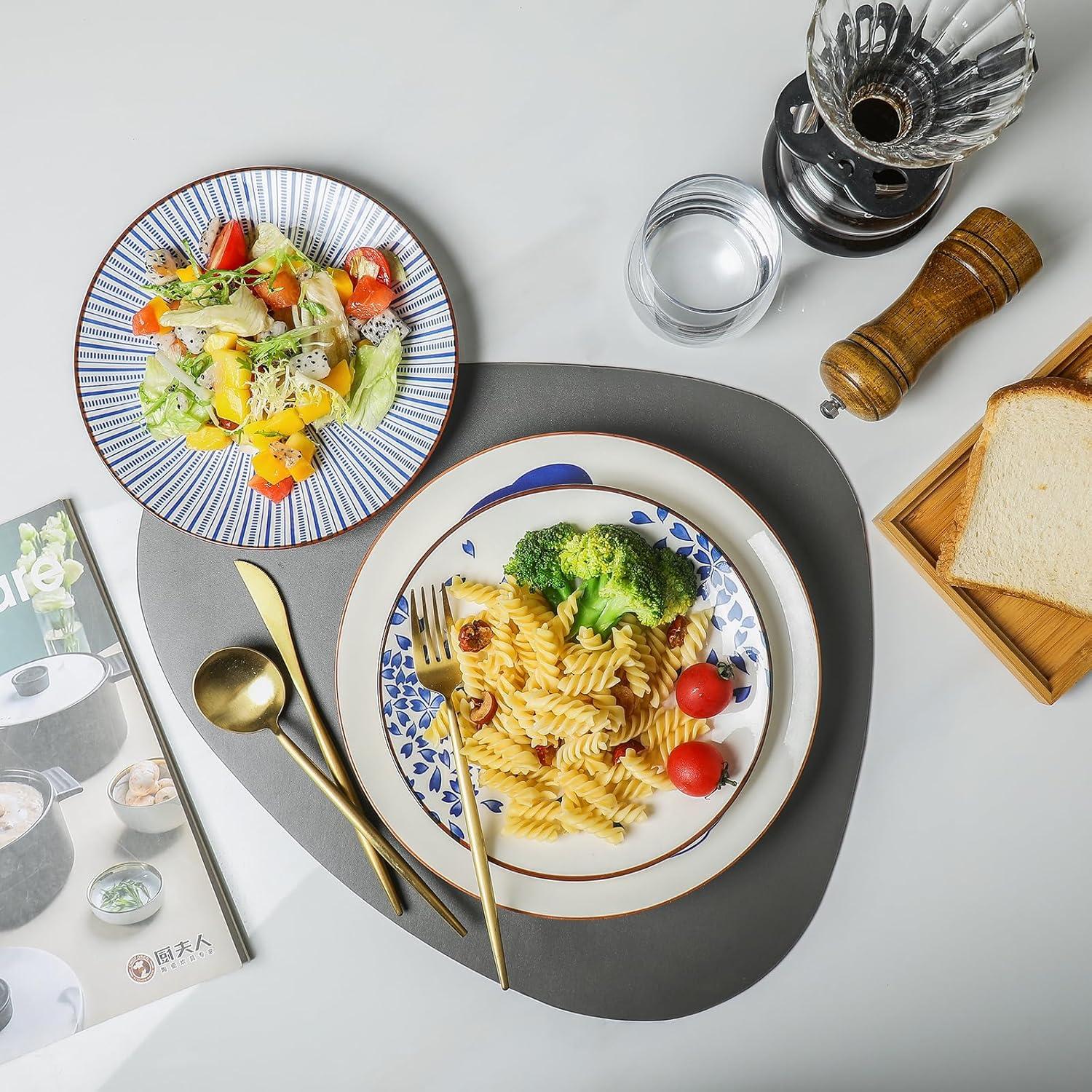 imageSelamica Ceramic Dessert Plates 7 Inch Small Plates Appetizer Plates for Kitchen Set of 6 Microwave Dishwasher Safe Assorted ColorsBlue