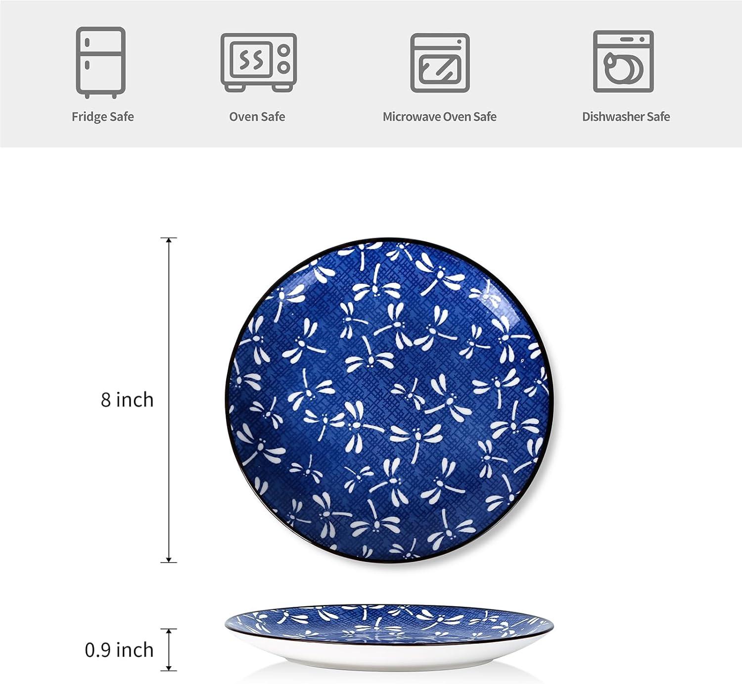 imageSelamica Ceramic Dessert Plates 7 Inch Small Plates Appetizer Plates for Kitchen Set of 6 Microwave Dishwasher Safe Assorted ColorsBlue