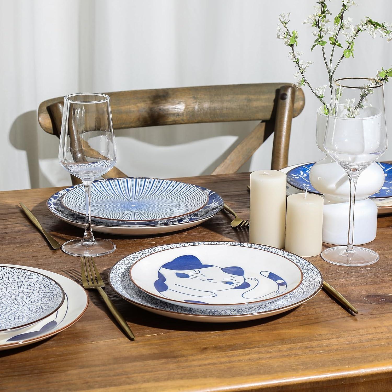 imageSelamica Ceramic Dessert Plates 7 Inch Small Plates Appetizer Plates for Kitchen Set of 6 Microwave Dishwasher Safe Assorted ColorsBlue